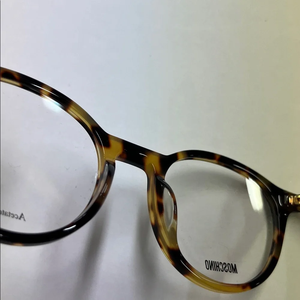 Moschino NWOT Preppy Collegiate 48-20-145 Round Brown Tortoise Eyeglass Frames